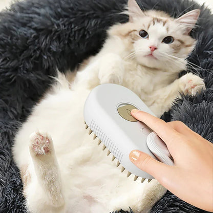 🐾 SnuggleSteamer™ 3-in-1 Electric Pet Brush – Groom, De-Shed & Pamper