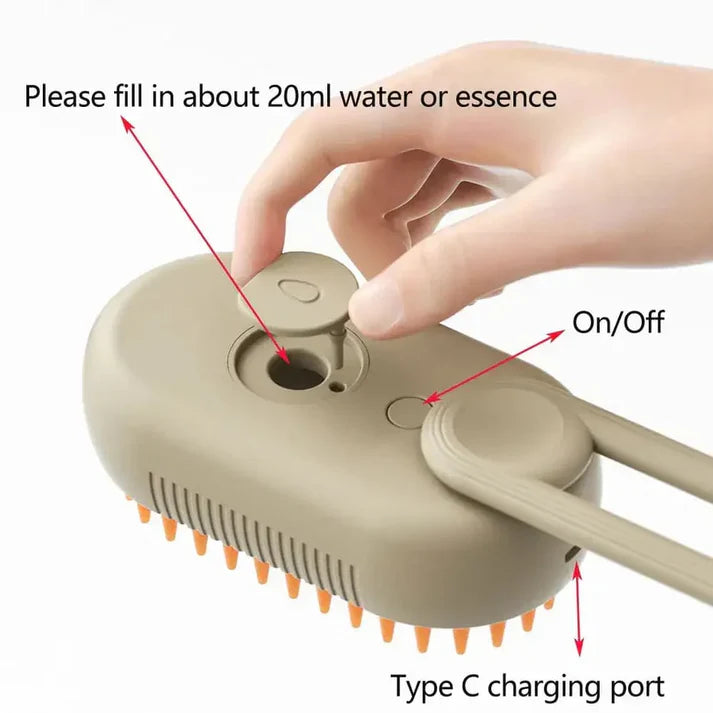 🐾 SnuggleSteamer™ 3-in-1 Electric Pet Brush – Groom, De-Shed & Pamper