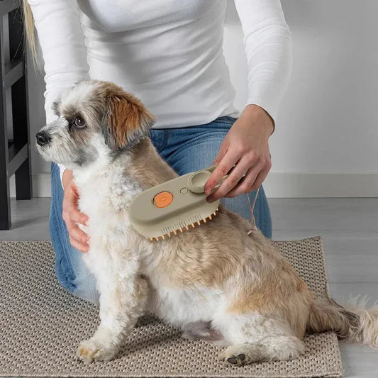 🐾 SnuggleSteamer™ 3-in-1 Electric Pet Brush – Groom, De-Shed & Pamper